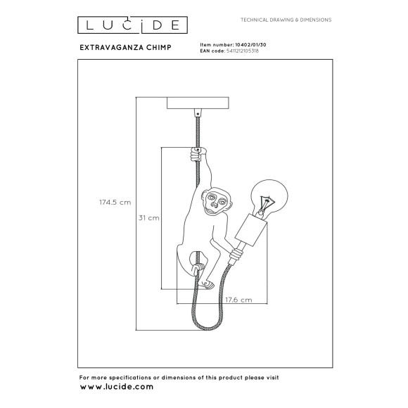 lampa wisząca EXTRAVAGANZA CHIMP 10402/01/30 Lucide | Sklep z lampa wisząca EXTRAVAGANZA CHIMP 10402/01/30 Lucide | Sklep z