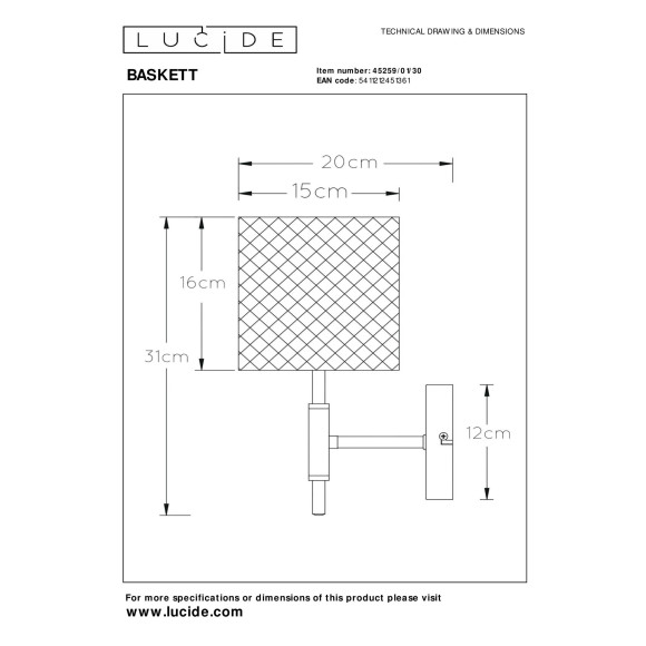 kinkiet BASKETT 45259/01/30 Lucide | Sklep z lampami kinkiet BASKETT 45259/01/30 Lucide | Sklep z lampami