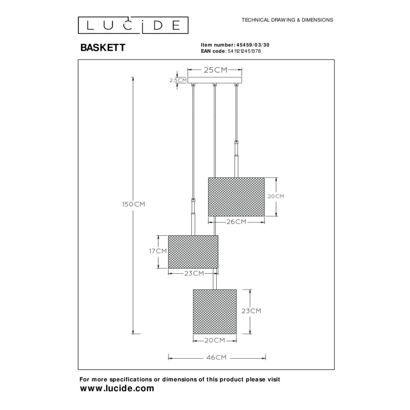 lampa wisząca BASKETT 45459/03/30 Lucide | Sklep z lampami lampa wisząca BASKETT 45459/03/30 Lucide | Sklep z lampami