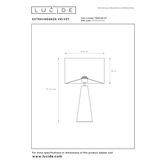 lampa stołowa EXTRAVAGANZA VELVET 10501/81/37 Lucide | Sklep z lampa stołowa EXTRAVAGANZA VELVET 10501/81/37 Lucide | Sklep z