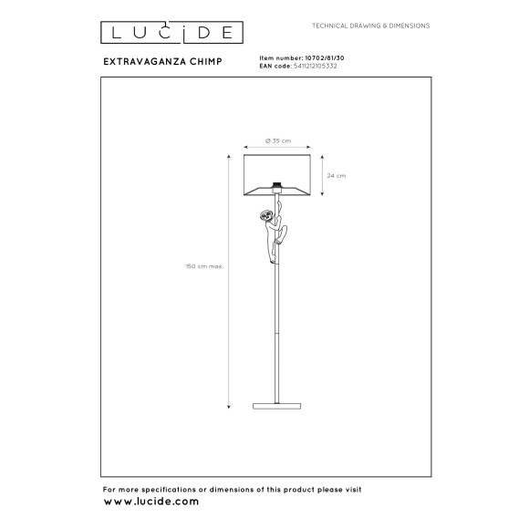 lampa podłogowa EXTRAVAGANZA CHIMP 10702/81/30 Lucide | Sklep z lampa podłogowa EXTRAVAGANZA CHIMP 10702/81/30 Lucide | Sklep z