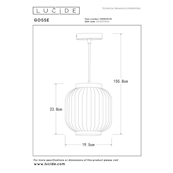 lampa wisząca GOSSE 13435/01/31 Lucide | Sklep z lampami lampa wisząca GOSSE 13435/01/31 Lucide | Sklep z lampami