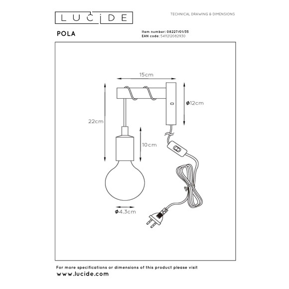 kinkiet PAULIEN 08227/01/35 Lucide | Sklep z lampami kinkiet PAULIEN 08227/01/35 Lucide | Sklep z lampami