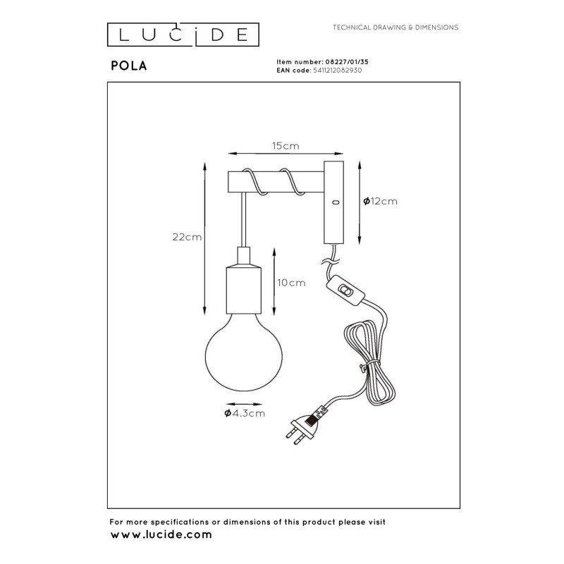 kinkiet PAULIEN 08227/01/35 Lucide | Sklep z lampami kinkiet PAULIEN 08227/01/35 Lucide | Sklep z lampami