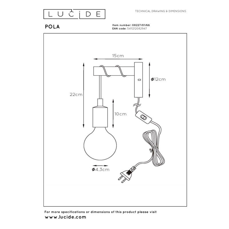 kinkiet PAULIEN 08227/01/66 Lucide | Sklep z lampami kinkiet PAULIEN 08227/01/66 Lucide | Sklep z lampami