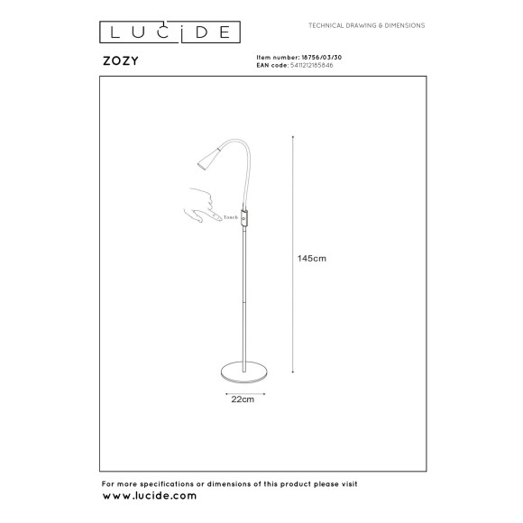 lampa podłogowa ZOZY 18756/03/30 Lucide | Sklep z lampami lampa podłogowa ZOZY 18756/03/30 Lucide | Sklep z lampami