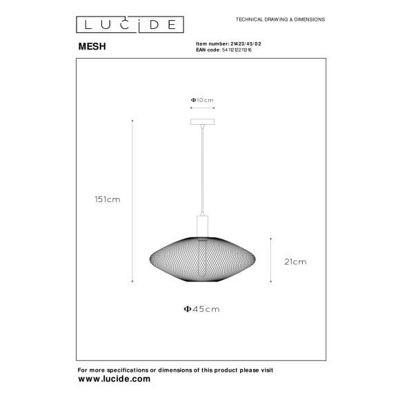 lampa wisząca MESH 21423/45/02 Lucide | Sklep z lampami lampa wisząca MESH 21423/45/02 Lucide | Sklep z lampami