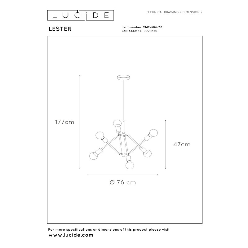 lampa wisząca LESTER 21424/06/30 Lucide | Sklep z lampami lampa wisząca LESTER 21424/06/30 Lucide | Sklep z lampami
