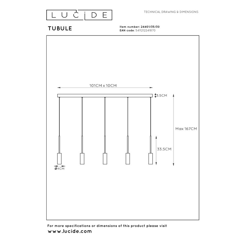 lampa wisząca TUBULE 24401/35/30 Lucide | Sklep z lampami lampa wisząca TUBULE 24401/35/30 Lucide | Sklep z lampami