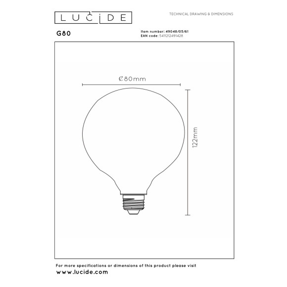 lampa FILAMENT BULB 49048/05/61 Lucide | Sklep z lampami