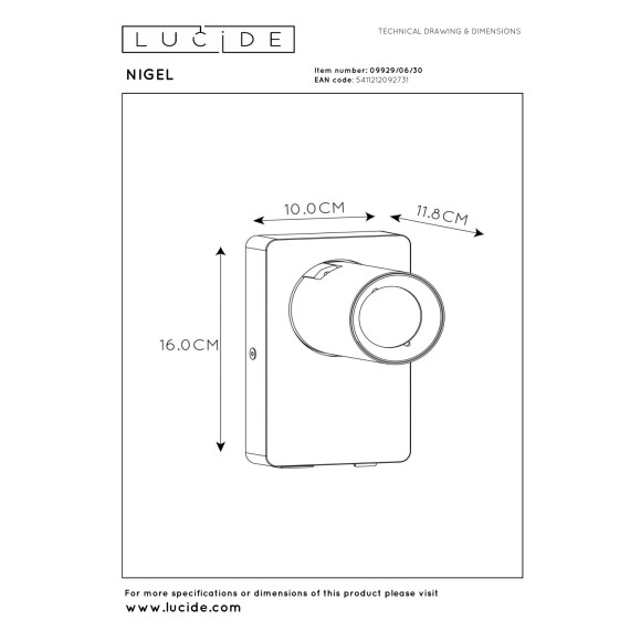kinkiet NIGEL 09929/06/30 Lucide | Sklep z lampami kinkiet NIGEL 09929/06/30 Lucide | Sklep z lampami