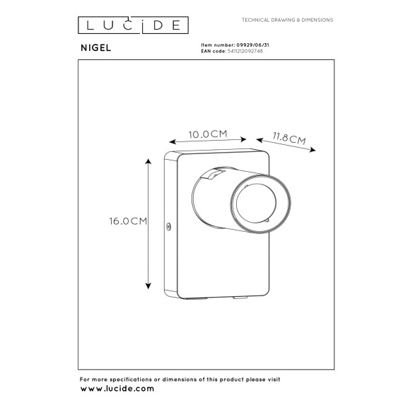 kinkiet NIGEL 09929/06/31 Lucide | Sklep z lampami