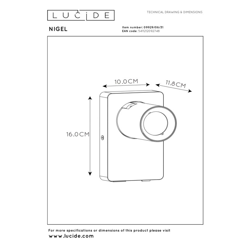 kinkiet NIGEL 09929/06/31 Lucide | Sklep z lampami