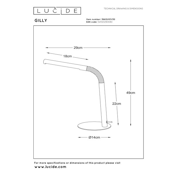 lampa stołowa GILLY 36612/03/30 Lucide | Sklep z lampami