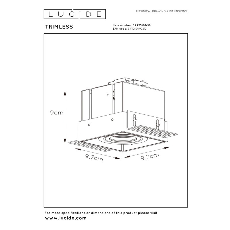 oczko sufitowe TRIMLESS 09925/01/30 Lucide | Sklep z lampami oczko sufitowe TRIMLESS 09925/01/30 Lucide | Sklep z lampami