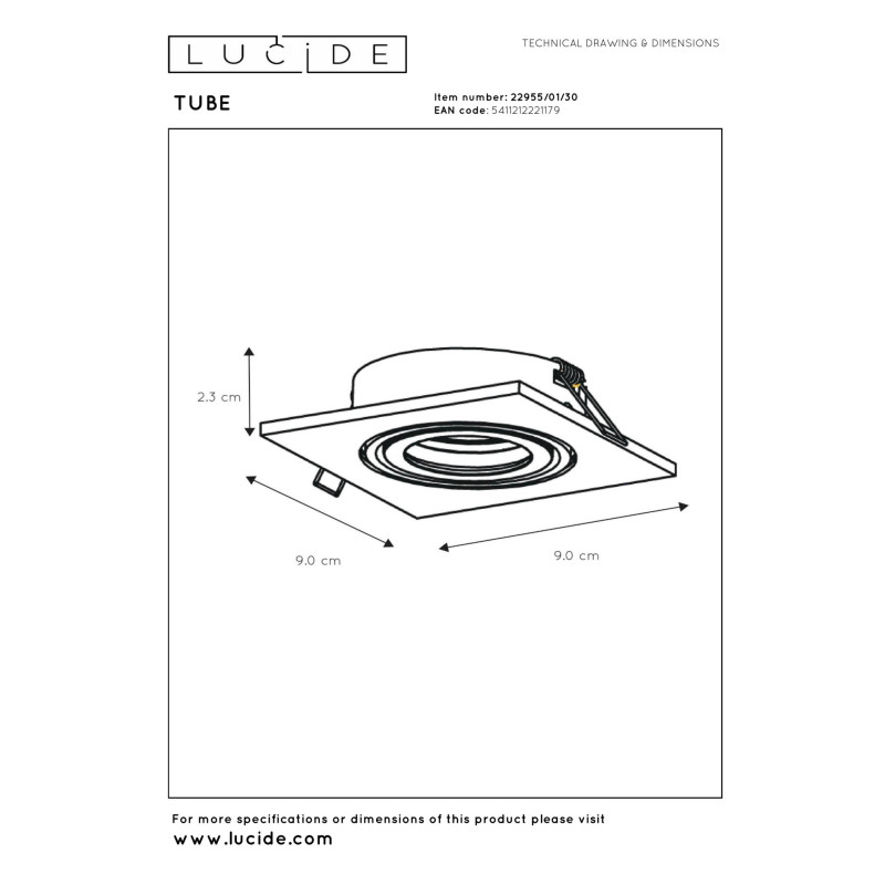 oczko sufitowe TUBE 22955/01/30 Lucide | Sklep z lampami oczko sufitowe TUBE 22955/01/30 Lucide | Sklep z lampami