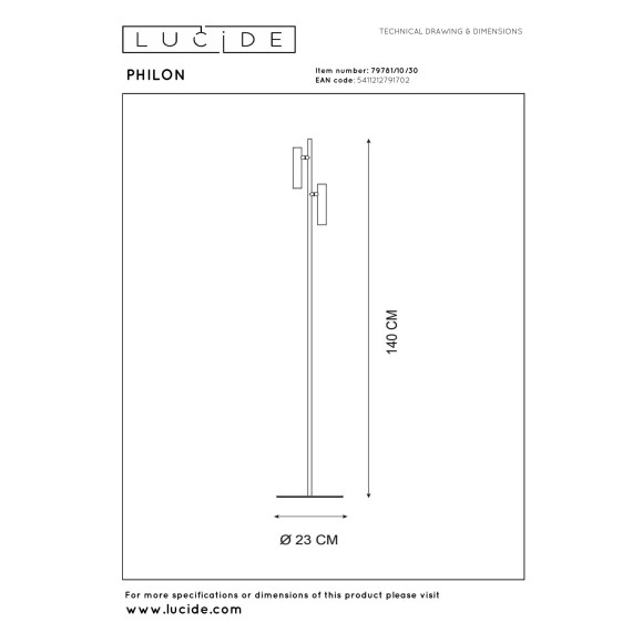 lampa podłogowa PHILON 79781/10/30 Lucide | Sklep z lampami lampa podłogowa PHILON 79781/10/30 Lucide | Sklep z lampami
