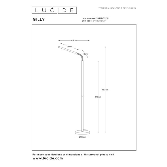 lampa podłogowa GILLY 36712/05/31 Lucide | Sklep z lampami
