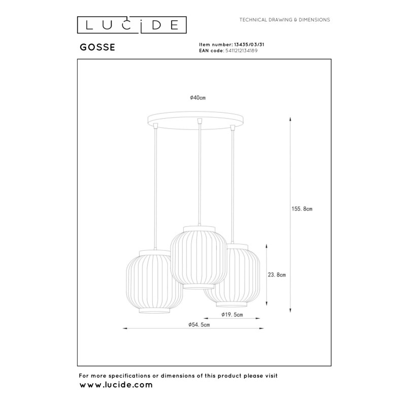 lampa wisząca GOSSE 13435/03/31 Lucide | Sklep z lampami lampa wisząca GOSSE 13435/03/31 Lucide | Sklep z lampami