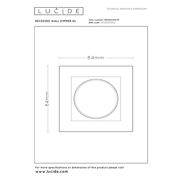 lampa RECESSED WALL DIMMER 50000/00/31 Lucide | Sklep z lampami