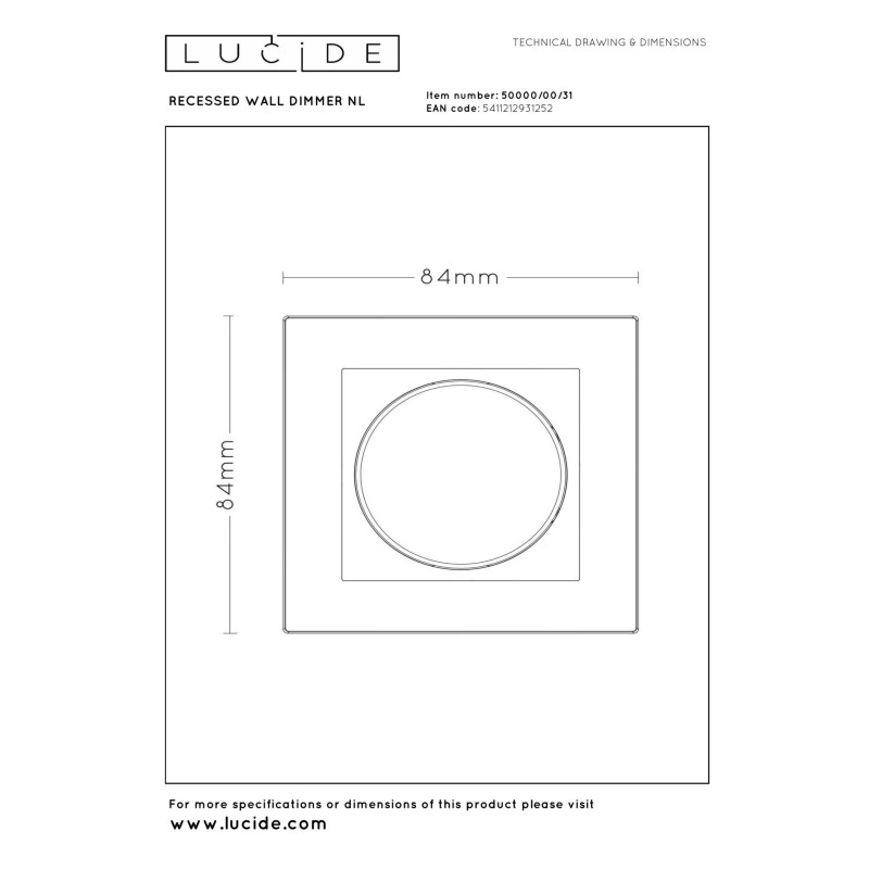 lampa RECESSED WALL DIMMER 50000/00/31 Lucide | Sklep z lampami