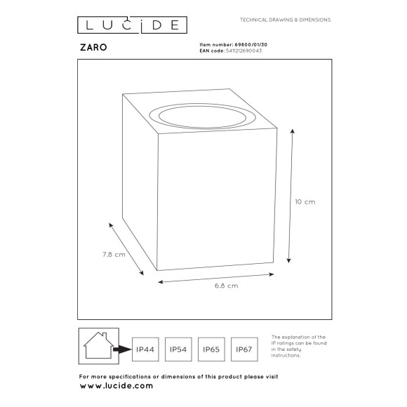 lampa ZARO 69800/01/30 Lucide | Sklep z lampami lampa ZARO 69800/01/30 Lucide | Sklep z lampami