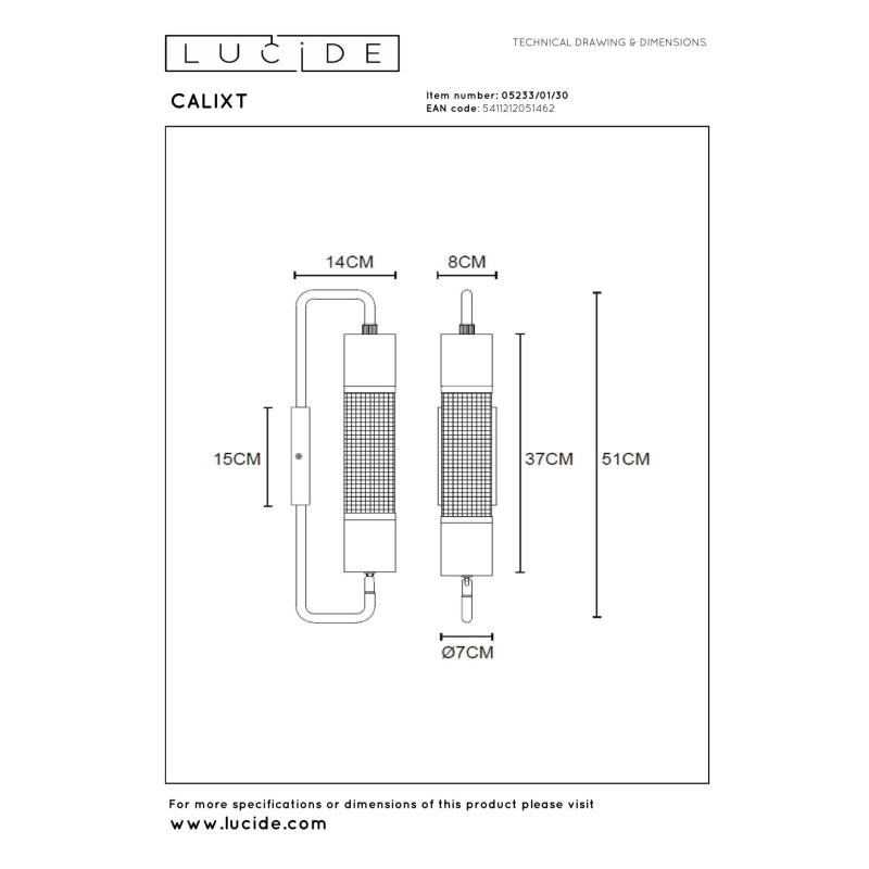 kinkiet CALIXT 05233/01/30 Lucide | Sklep z lampami kinkiet CALIXT 05233/01/30 Lucide | Sklep z lampami