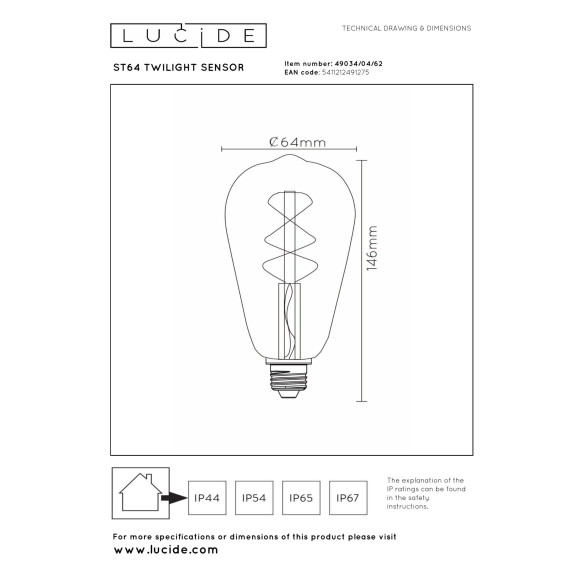 lampa LED BULB 49034/04/62 Lucide | Sklep z lampami