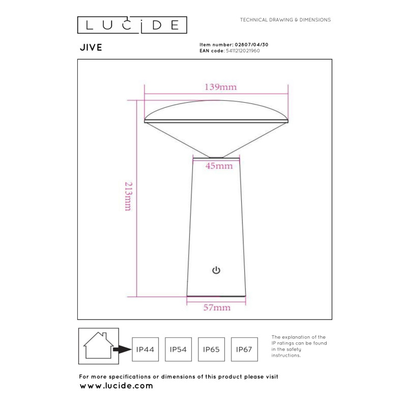 lampa stołowa JIVE 02807/04/30 Lucide | Sklep z lampami
