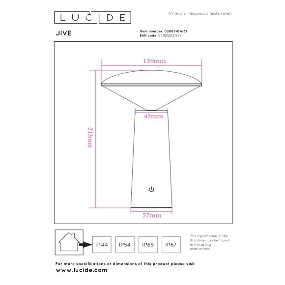 lampa stołowa JIVE 02807/04/31 Lucide | Sklep z lampami