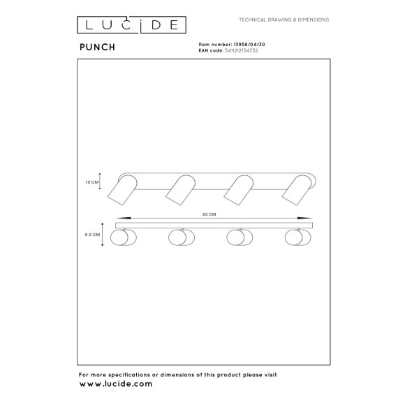 lampa sufitowa PUNCH 13958/04/30 Lucide | Sklep z lampami lampa sufitowa PUNCH 13958/04/30 Lucide | Sklep z lampami