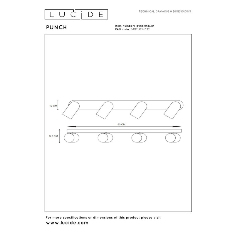 lampa sufitowa PUNCH 13958/04/30 Lucide | Sklep z lampami lampa sufitowa PUNCH 13958/04/30 Lucide | Sklep z lampami