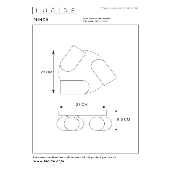 lampa sufitowa PUNCH 13958/13/30 Lucide | Sklep z lampami lampa sufitowa PUNCH 13958/13/30 Lucide | Sklep z lampami