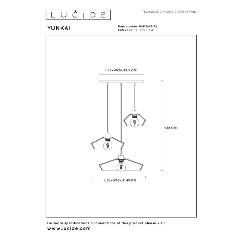 lampa wisząca YUNKAI 10413/03/72 Lucide | Sklep z lampami lampa wisząca YUNKAI 10413/03/72 Lucide | Sklep z lampami