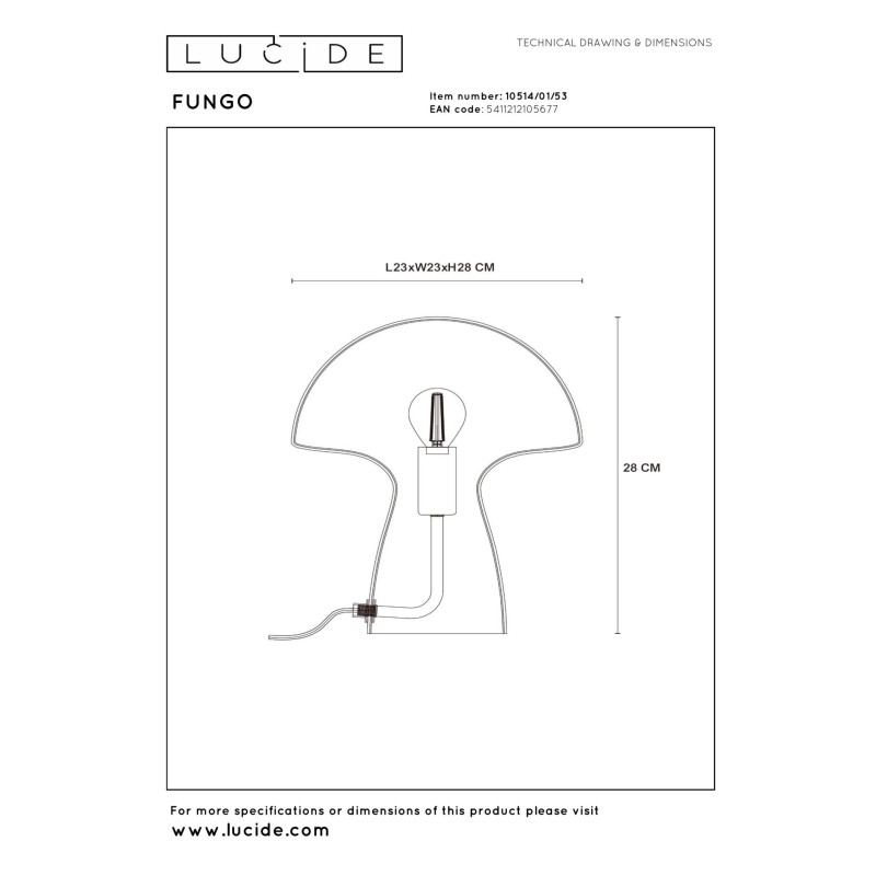 lampa stołowa FUNGO 10514/01/53 Lucide | Sklep z lampami