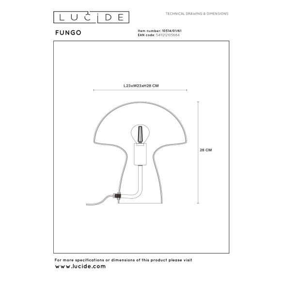 lampa stołowa FUNGO 10514/01/61 Lucide | Sklep z lampami