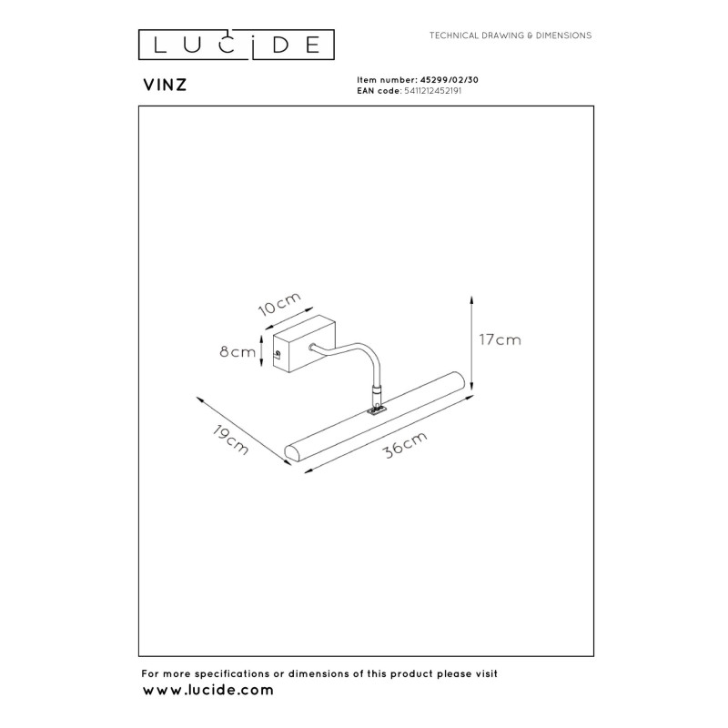 kinkiet VINZ 45299/02/30 Lucide | Sklep z lampami kinkiet VINZ 45299/02/30 Lucide | Sklep z lampami