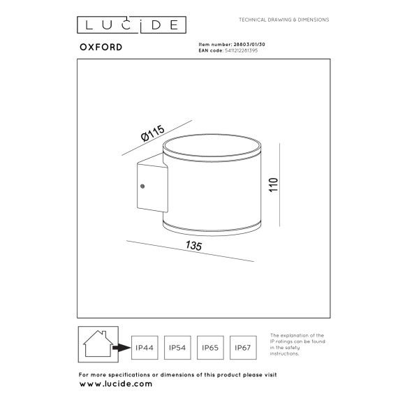 kinkiet OXFORD 28803/01/30 Lucide | Sklep z lampami kinkiet OXFORD 28803/01/30 Lucide | Sklep z lampami