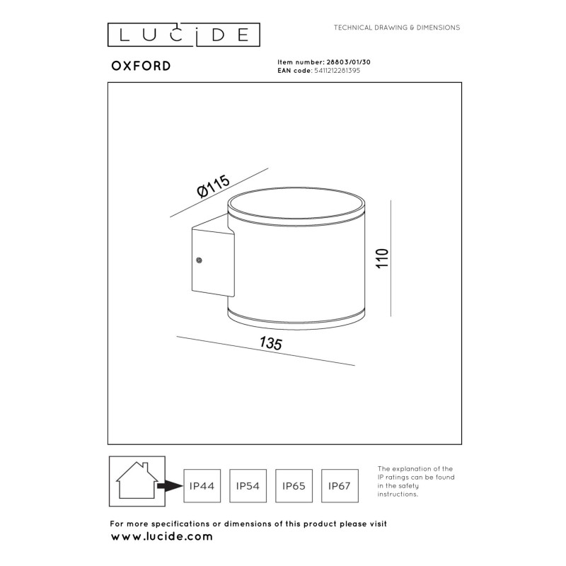 kinkiet OXFORD 28803/01/30 Lucide | Sklep z lampami kinkiet OXFORD 28803/01/30 Lucide | Sklep z lampami
