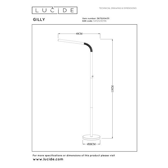 lampa podłogowa GILLY 36712/04/31 Lucide | Sklep z lampami lampa podłogowa GILLY 36712/04/31 Lucide | Sklep z lampami