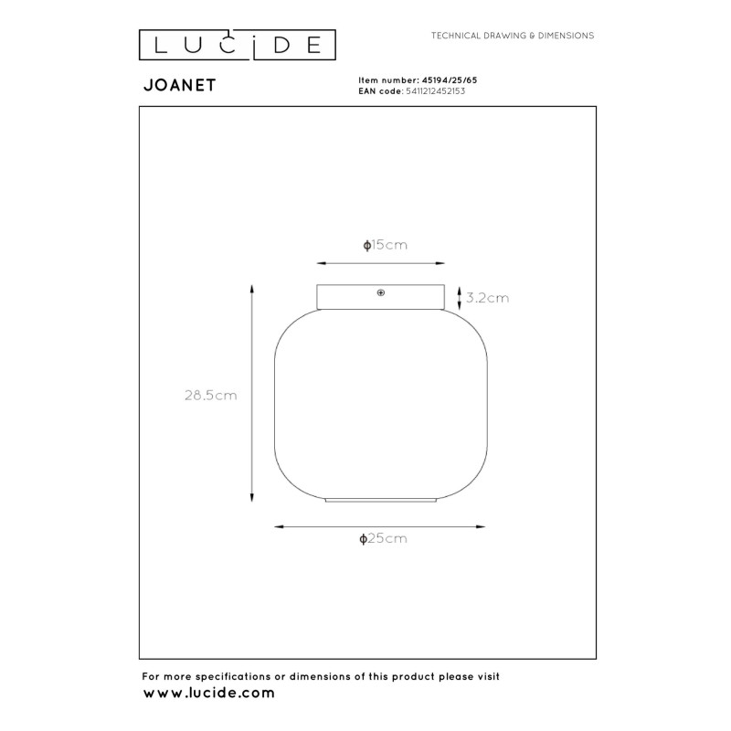 plafon JOANET 45194/25/65 Lucide | Sklep z lampami