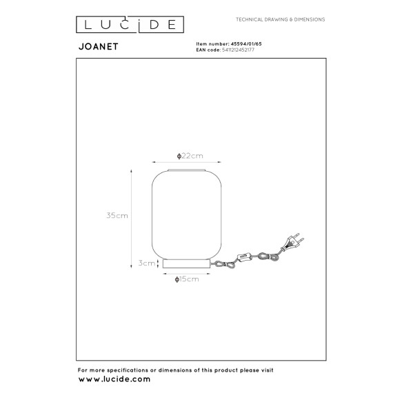 lampa stołowa JOANET 45594/01/65 Lucide | Sklep z lampami