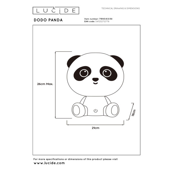 lampa stołowa DODO PANDA 71593/03/30 Lucide | Sklep z lampami lampa stołowa DODO PANDA 71593/03/30 Lucide | Sklep z lampami