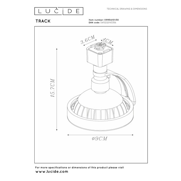 szynoprzewód TRACK - DORIAN 09954/01/30 Lucide | Sklep z lampami szynoprzewód TRACK - DORIAN 09954/01/30 Lucide | Sklep z lampami