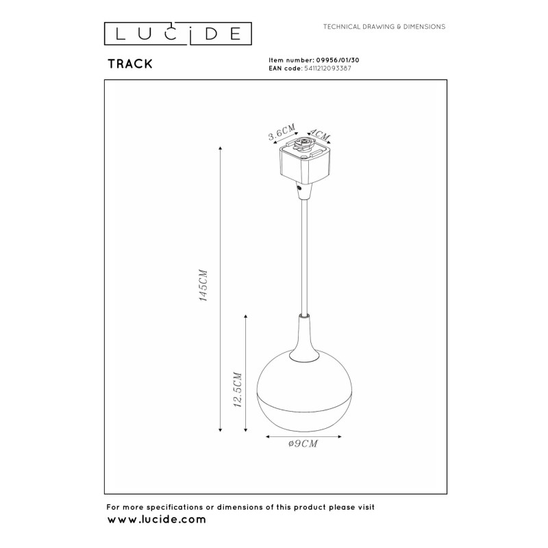 plafon TRACK FAVORI pendel 09956/01/30 Lucide | Sklep z lampami