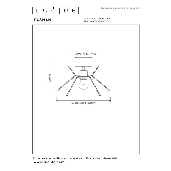 lampa sufitowa TASMAN 10120/32/72 Lucide | Sklep z lampami lampa sufitowa TASMAN 10120/32/72 Lucide | Sklep z lampami
