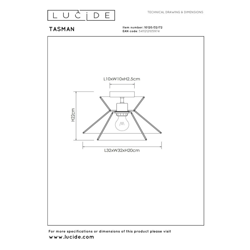 lampa sufitowa TASMAN 10120/32/72 Lucide | Sklep z lampami lampa sufitowa TASMAN 10120/32/72 Lucide | Sklep z lampami