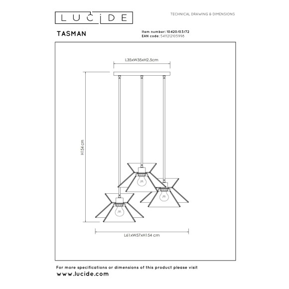 lampa wisząca TASMAN 10420/03/72 Lucide | Sklep z lampami lampa wisząca TASMAN 10420/03/72 Lucide | Sklep z lampami