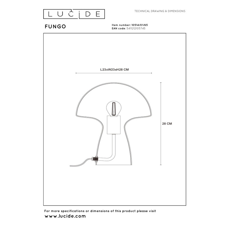 lampa stołowa FUNGO 10514/01/65 Lucide | Sklep z lampami