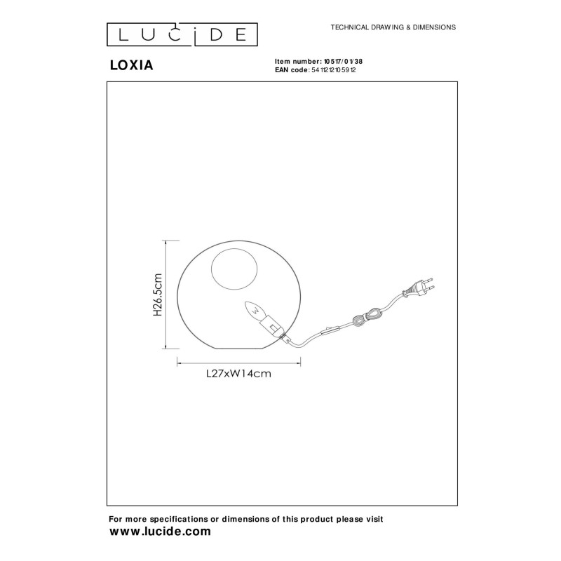 lampa stołowa LOXIA 10517/01/38 Lucide | Sklep z lampami